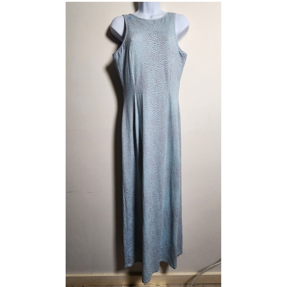 J. Mclaughlin Sleeveless Catalina Cloth‎ Maxi Tank Dress Med Python Blue Gray